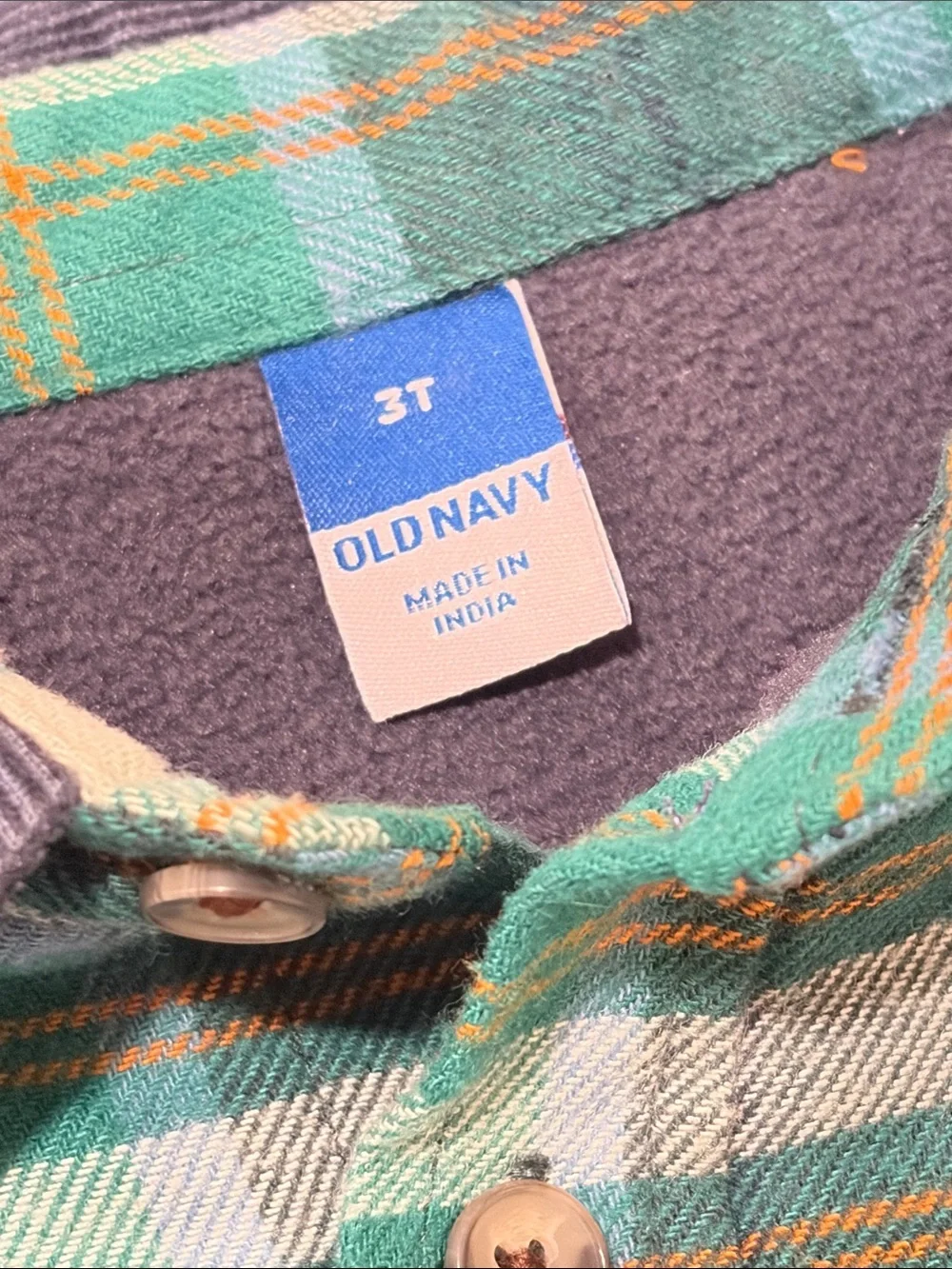 Old Navy Green & Blue Plaid Flannel Button-Down Shirt